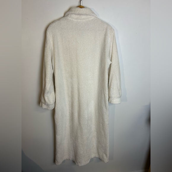 National Vintage Towel Robe Floral Embroidered Mid zip Size M Chic 90s Romantic - Picture 11 of 16